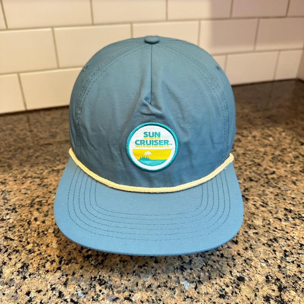 Sun Cruiser 5-Panel‎ Snapback Camper Hat Men's Adjustable Teal Yellow Rope